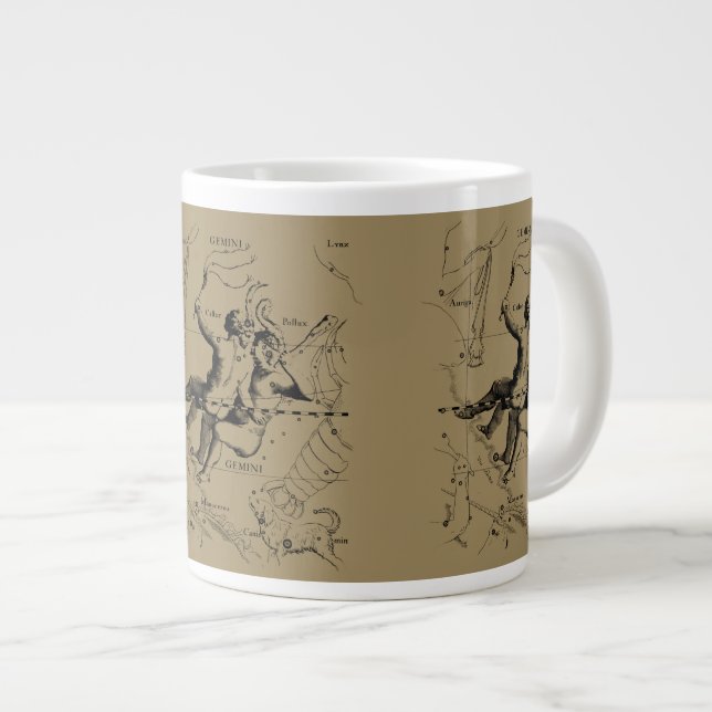 Gemini Constellation Zodiac Hevelius 1690 Large Coffee Mug (Front Right)