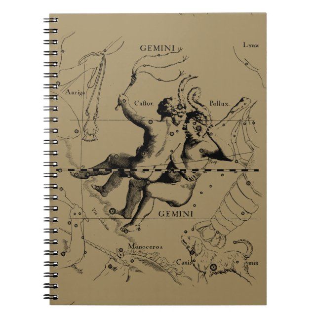Gemini Constellation Zodiac Hevelius 1690 Notebook (Front)