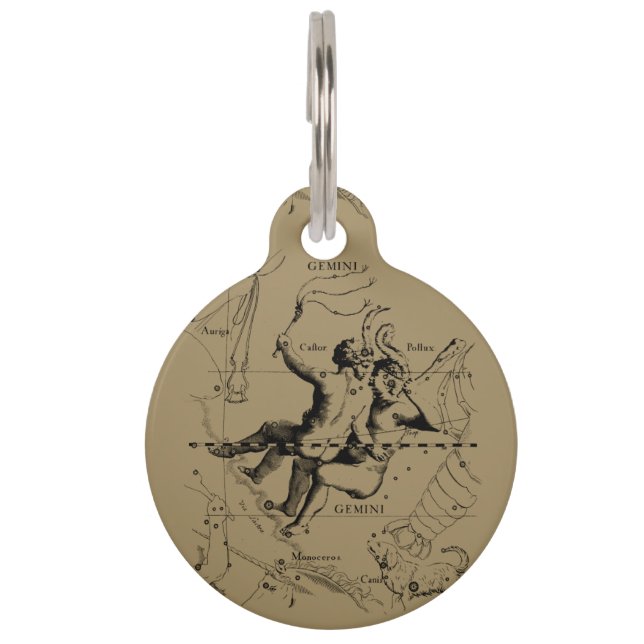 Gemini Constellation Zodiac Hevelius circa 1690 Pet Tag (Back)