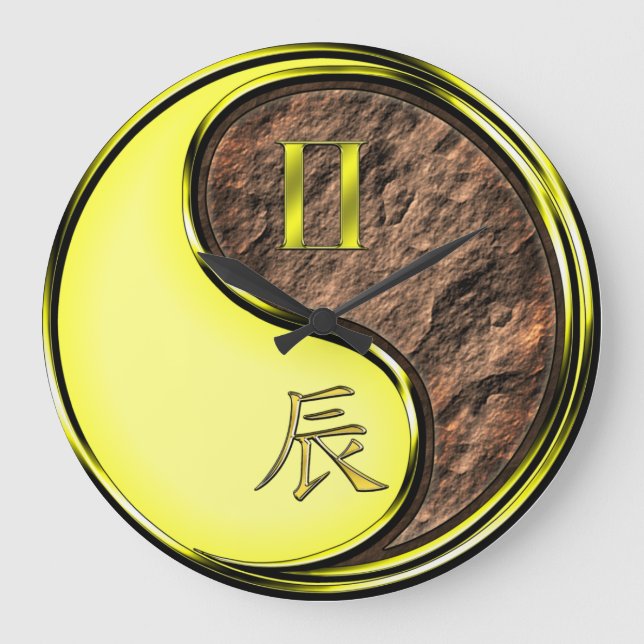 Gemini & Earth Dragon Large Clock (Front)