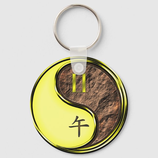 Gemini & Earth Horse Key Ring (Front)