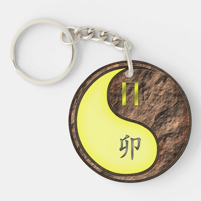 Gemini & Earth Rabbit Key Ring (Front)