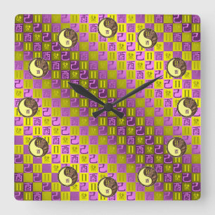 Gemini & Earth Rooster Square Wall Clock