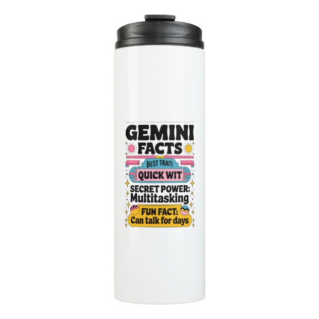 Gemini Facts: Quick Wit, Multitasking, and Endless Thermal Tumbler (Front)