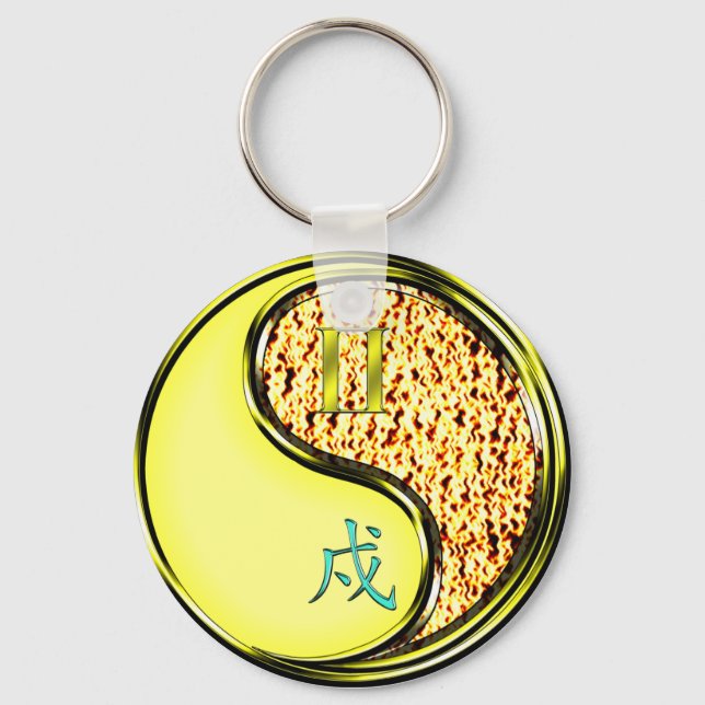 Gemini & Fire Dog Key Ring (Front)