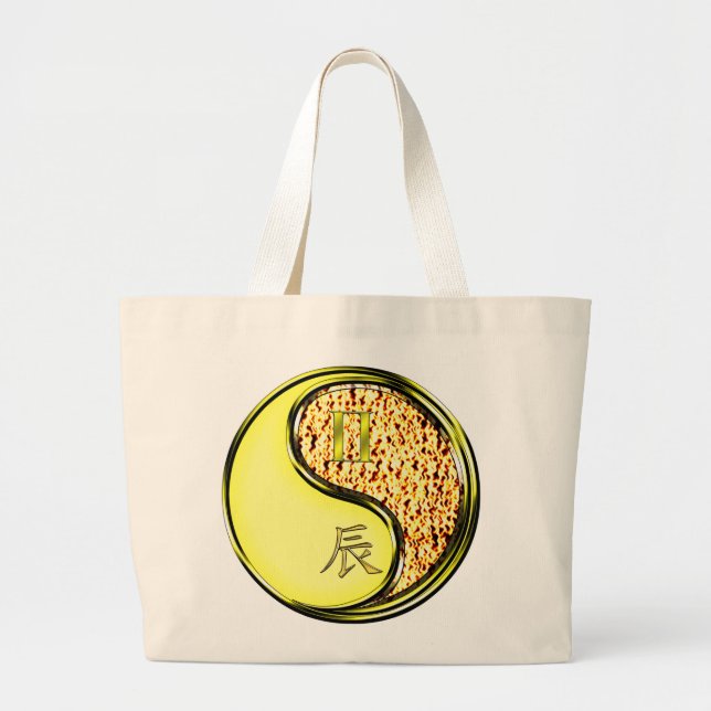 Gemini & Fire Dragon Large Tote Bag (Front)