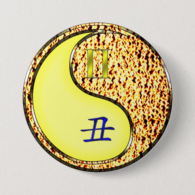 Gemini & Fire Ox 7.5 Cm Round Badge (Front)