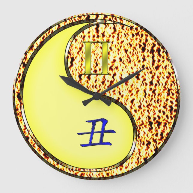 Gemini & Fire Ox Large Clock (Front)