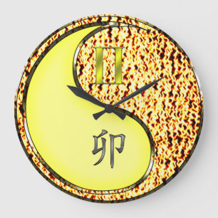 Gemini & Fire Rabbit Large Clock