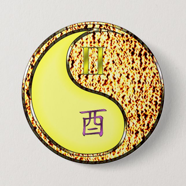 Gemini & Fire Rooster 7.5 Cm Round Badge (Front)