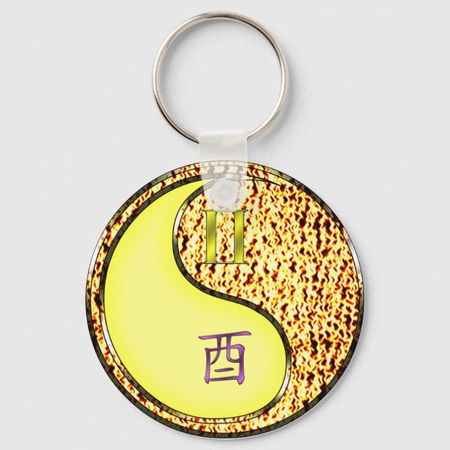 Gemini & Fire Rooster Key Ring (Front)