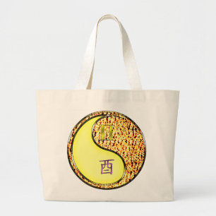 Gemini & Fire Rooster Large Tote Bag