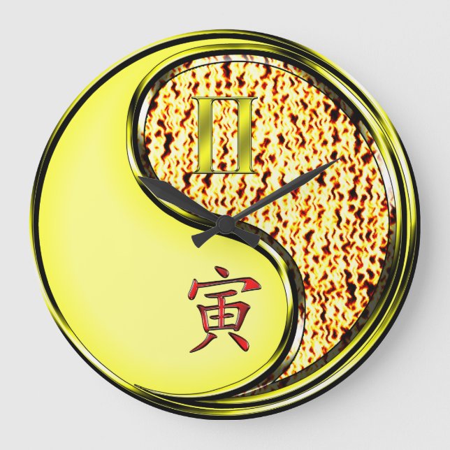 Gemini & Fire Tiger Large Clock (Front)