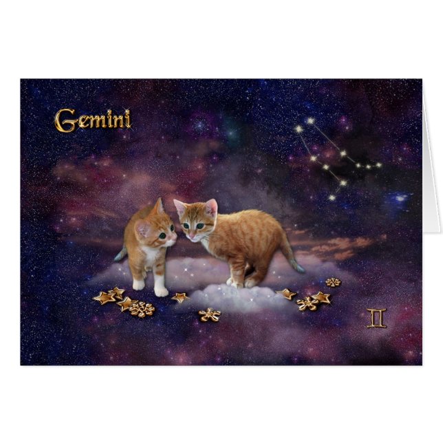 Gemini for Cat Lovers Card (Front Horizontal)