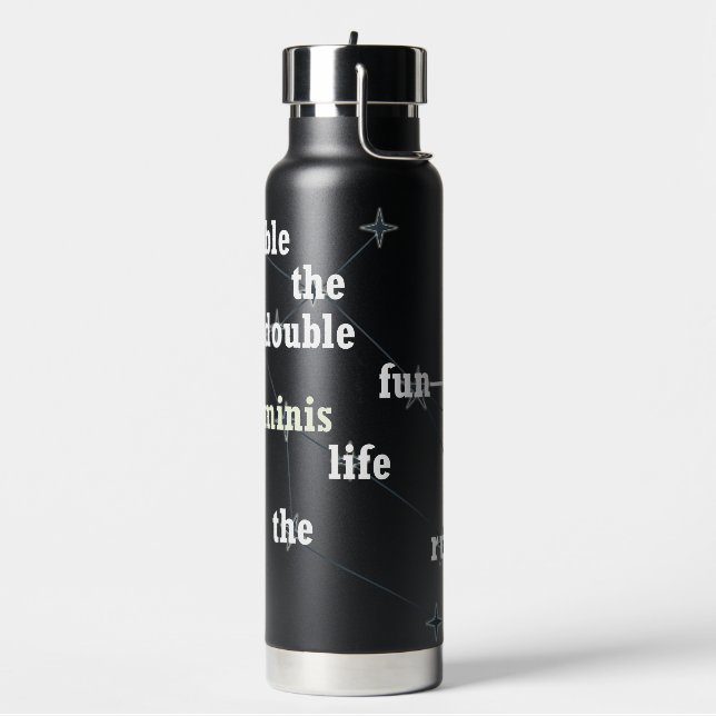 Gemini Fun & Inspiring Design for Daily Use & Gift Water Bottle (Left)