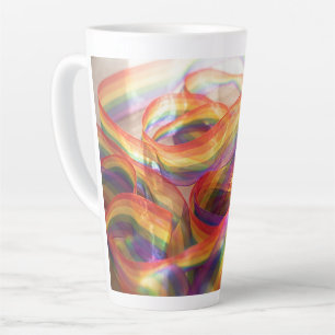 Gemini generated cascading sheer rainbow ribbon  latte mug