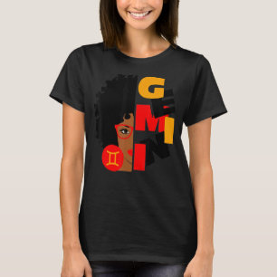 Gemini Girl Africa Girl Zodiac Signs Birthday T-Shirt