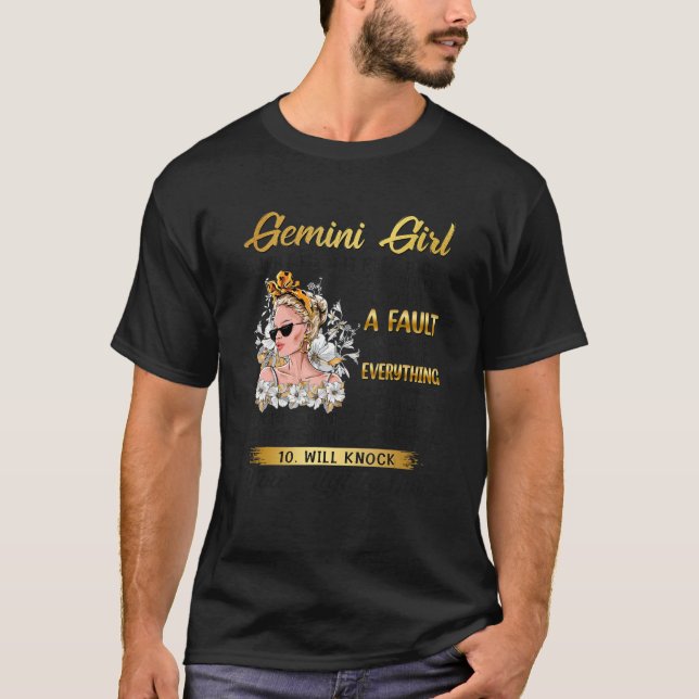 Gemini Girl Birthday Queen Zodiac Sign Horoscope W T-Shirt (Front)