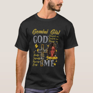 Gemini Girl God Blesses Me Black Girl Magic Afro M T-Shirt
