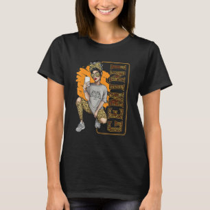 Gemini Girl Messy Bun Leopard  For Women Queen T-Shirt