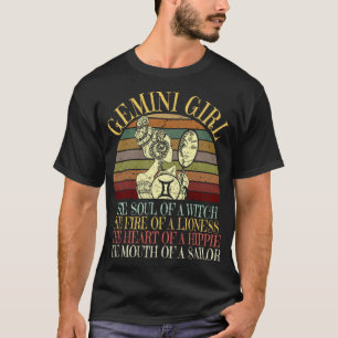 Gemini Girl Zodiac Sign May June Birthday Women Fu T-Shirt