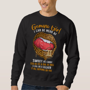 Gemini Girl Zodiac Sign Sweet As Candy Leopard Lip Sweatshirt