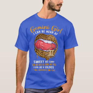 Gemini Girl Zodiac Sign Sweet As Candy Leopard Lip T-Shirt