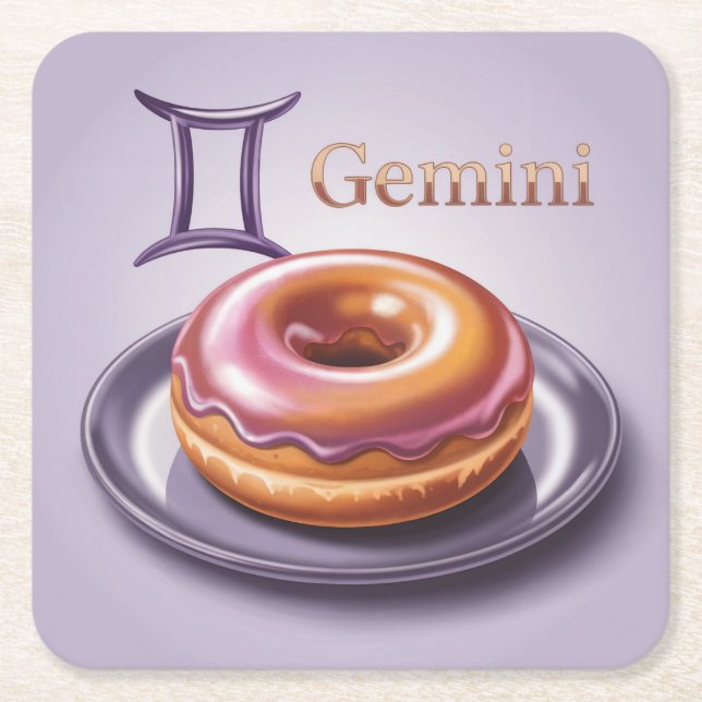 Gemini Glazed Doughnut Lavender Coaster Set (Front)