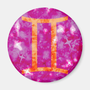 Gemini glitter and stars sparkly magnet