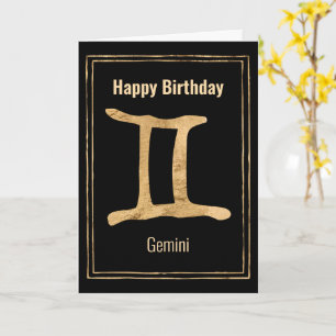 Gemini gold zodiac astrology Happy Birthday Card