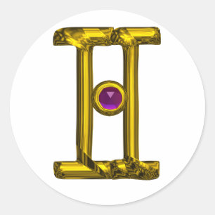 GEMINI Gold Zodiac Birthday Sign Classic Round Sticker