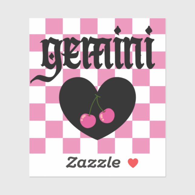 Gemini Gothic Aesthetic Chequered Cherry Art (Sheet)