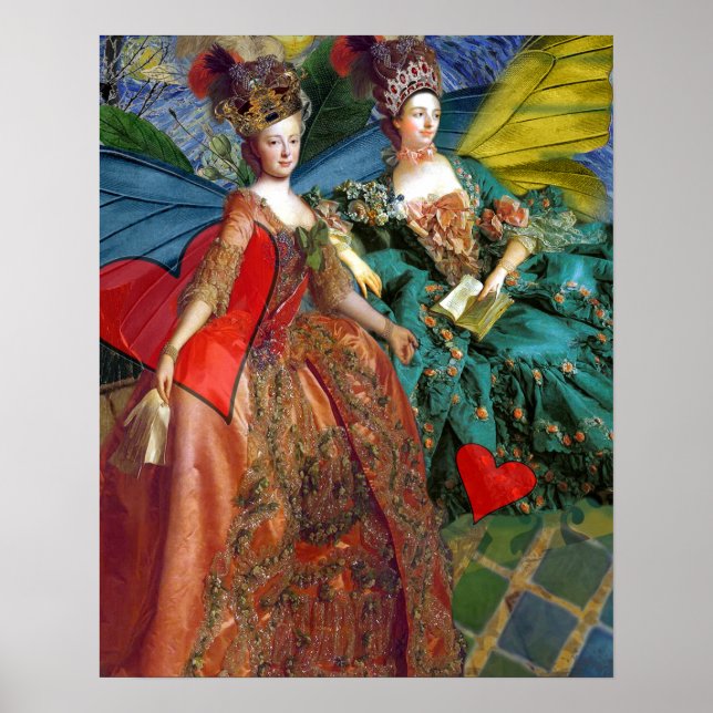 Gemini Gothic Whimsical Collage Butterfly Women Poster (Front)