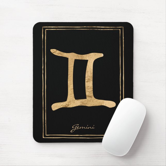 Gemini hammered gold stylised astrology symbol  mouse pad (With Mouse)