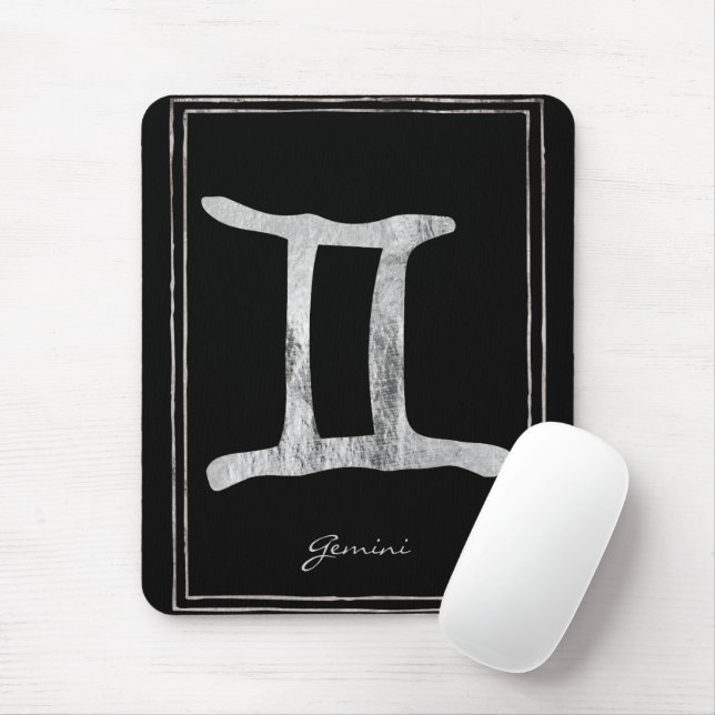 Gemini hammered silver stylised astrology symbol  mouse pad (With Mouse)