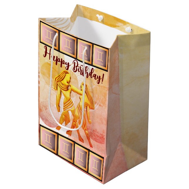 Gemini - Happy Birthday     Medium Gift Bag (Front Angled)