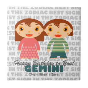 Gemini Happy Birthday Tile