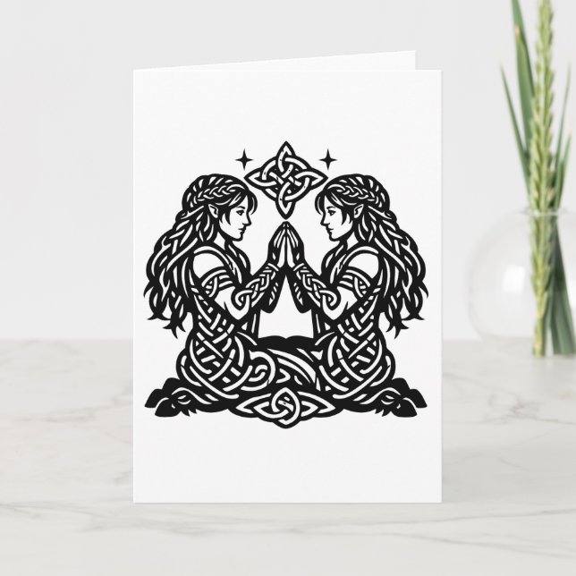 Gemini — Haunted Ink Zodiac Twins Card (Front)