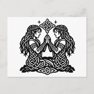 Gemini — Haunted Ink Zodiac Twins Holiday Postcard