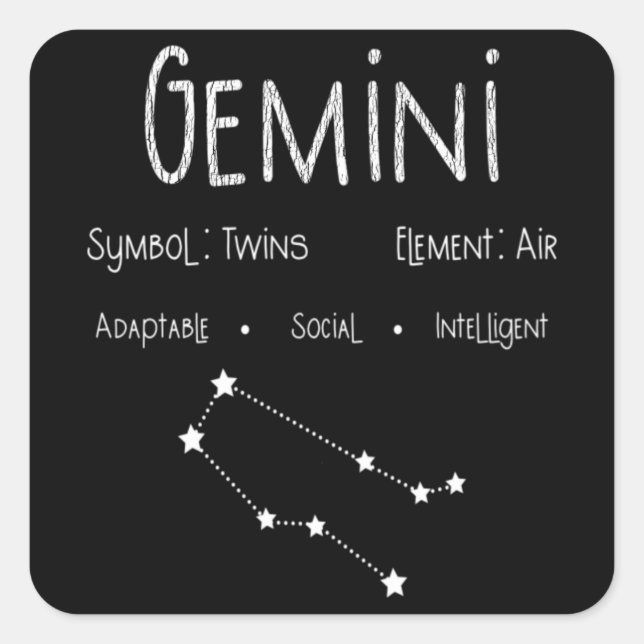 Gemini Horoscope Astrology Star Sign Birthday Gift Square Sticker (Front)
