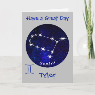 Gemini Horoscope Card, Birthday Card