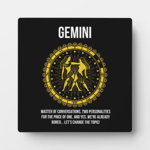Gemini - Horoscope, Funny Zodiac Sign Humour Plaque