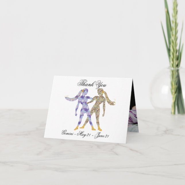Gemini Impressionist Painting Style & Gold Thank Y Thank You Card (Front)