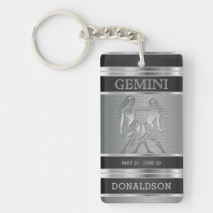 Gemini ♊ in Black and Silver Mesh Key Ring