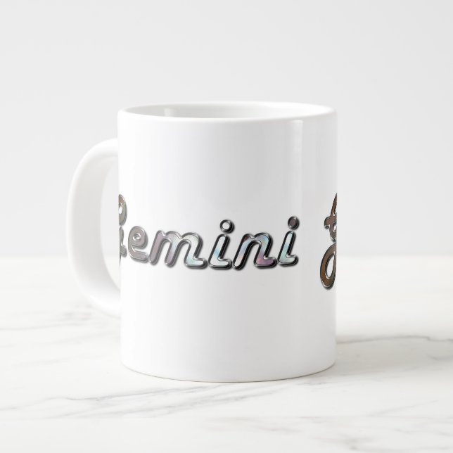 Gemini in Pearl Gemstone Large Coffee Mug (Front Left)