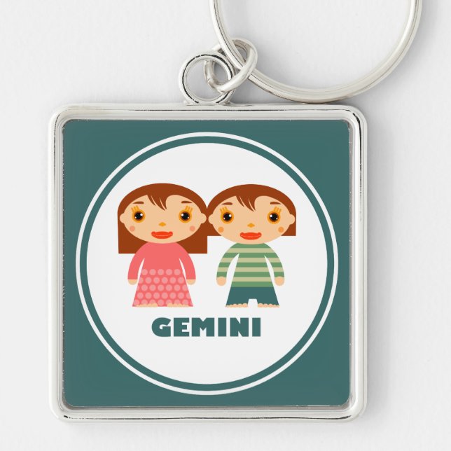 Gemini is my Zodiac Sign Key Ring (Front)