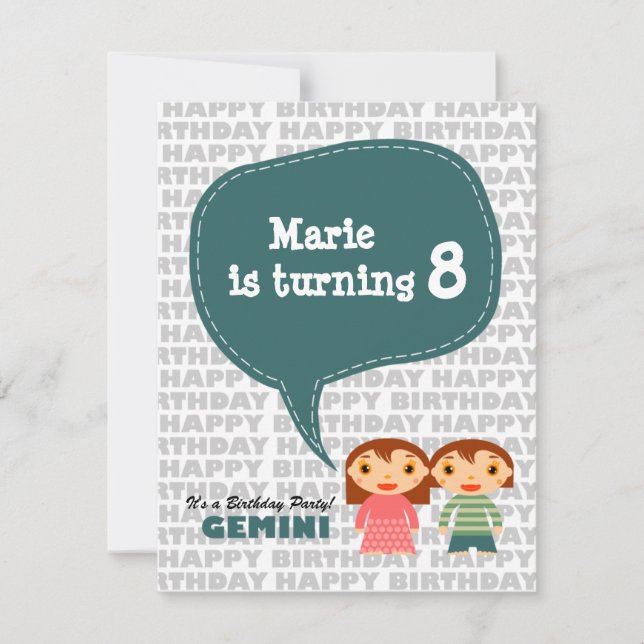 Gemini Kids Party Invitation (Front)