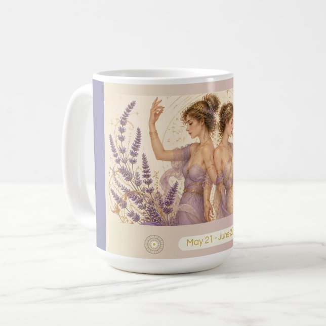 Gemini Lavender Art Nouveau Mug (Front Left)