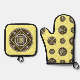 Gemini Mandala Oven Mitt & Pot Holder Set