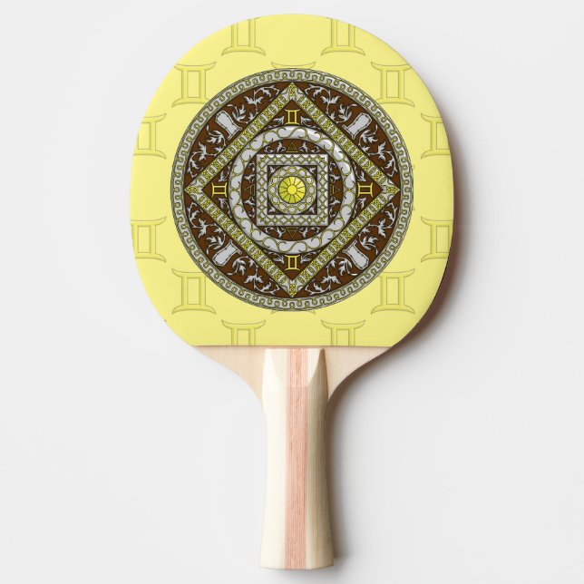 Gemini Mandala Ping Pong Paddle (Front)
